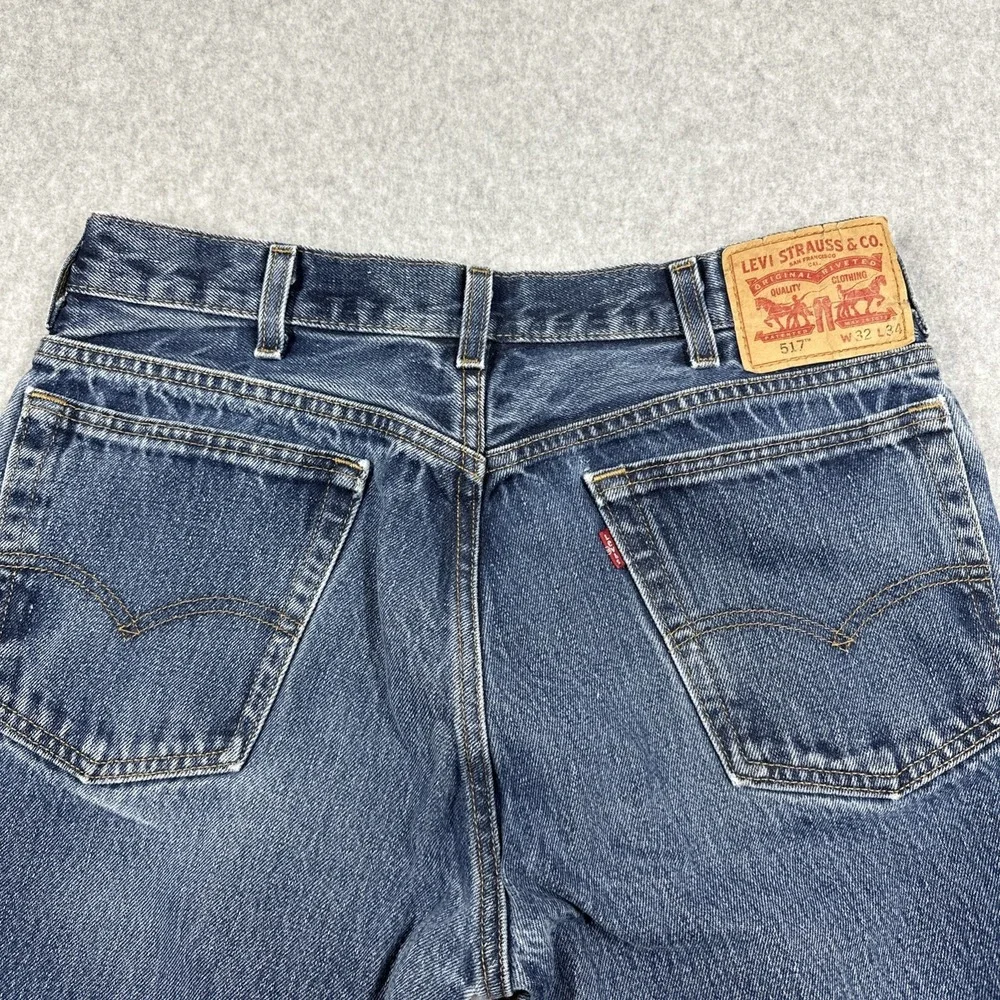 Levis 517 Bootcut Denim Jeans Men's 32x34 Blue Medium Wash Fade